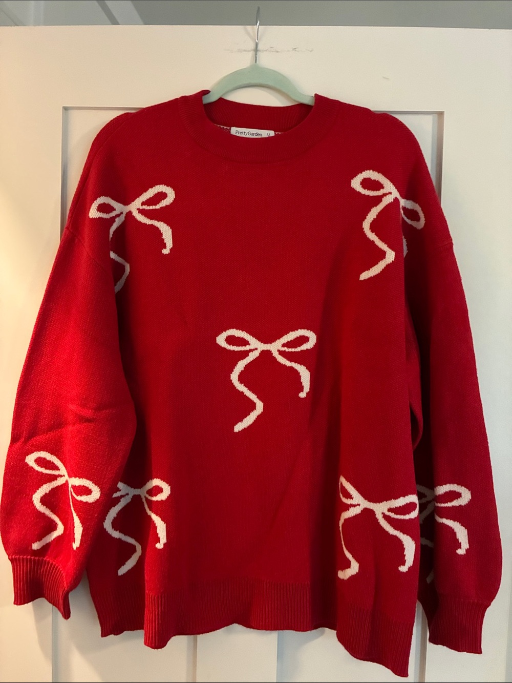 PrettyGarden Red Bow Knit Sweater - Women's